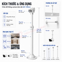 Chân đế camera thẳng kéo dài 60-120cm