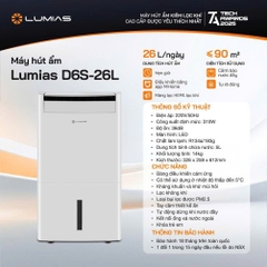 Máy hút ẩm kiêm lọc không khí Lumias D6S-26L (26 lít/ngày)