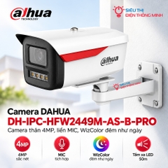 Camera DAHUA DH-IPC-HFW2449M-AS-B-PRO (Thân 4MP, liền MIC, WizColor đêm như ngày)