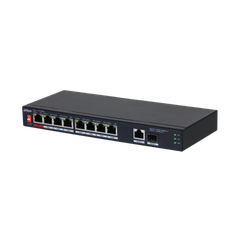 Switch PoE DAHUA DH-PFS3110-8ET1GT1GF-96 (8 PoE, 1 uplink Gigabit, 1 SFP, 96W)