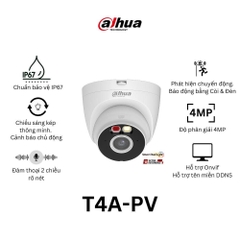 Camera DAHUA DH-T4A-PV (Wifi Dome 4MP, loa mic, báo động)