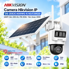 Camera Hikvision IP DS-2DE2C400IWG-K/4G/C09S20 (4MP Cắm SIM 4G, PIN 90W, Tấm Solar 20W)