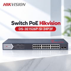 Switch PoE Hikvision DS-3E1526P-SI-24P2F (24 PoE Gigabit, 2 SFP, 370W)