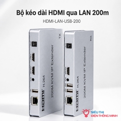 Bộ kéo dài HDMI qua LAN 200m hỗ trợ USB HDMI-LAN-USB-200