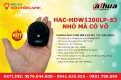 Camera DAHUA DH-HAC-HDW1200LP-S3 mini 2MP, liền mic, góc rộng
