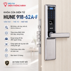 Khóa cửa điện tử HUNE 918-62A-F (Vân tay, thẻ từ, mật mã)