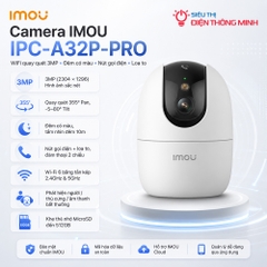 Camera IMOU IPC-A32P-PRO (Wifi quay quét 3MP, đêm có màu, nút gọi điện, loa to)