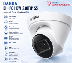 Camera DAHUA DH-IPC-HDW1230T1P-S5 (Dome 2MP, PoE, IP67)