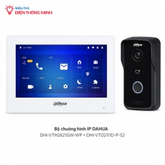 Bộ chuông hình IP DAHUA Màn DHI-VTH2621GW-WP + Nút DHI-VTO2111D-P-S2