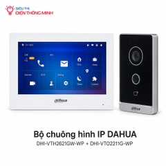 Bộ chuông hình IP DAHUA Màn DHI-VTH2621GW-WP + Nút DHI-VTO2211G-WP