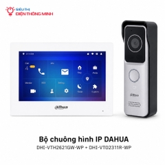 Bộ chuông hình IP DAHUA Màn DHI-VTH2621GW-WP + Nút DHI-VTO2311R-WP