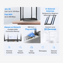 Bộ phát Wifi Mercusys 4G MB115-4G (SIM 4G LTE, 300Mbps, 4 ăn ten)
