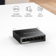 Switch PoE Mercusys MS106LP (4 PoE, 2 Uplink, 40W)