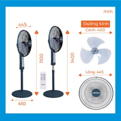 Quạt cây Nanoco NSF1602G-RCB (màu xanh, 47W, có remote)