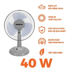 Quạt bàn Nanoco NTF1207G (màu xám, 40W)