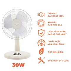 Quạt bàn Nanoco NTF1209BE (màu be, 30W, bạc đạn)