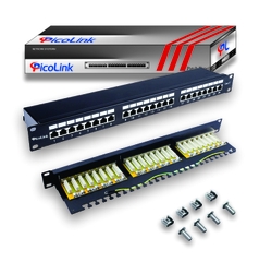 Thanh đấu nối Patch Panel 24 cổng Cat6 STP 1U PicoLink PL-S1U24-C6