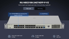 Switch PoE Ruijie RG-NBS3100-24GT4SFP-P-V2 (24 cổng PoE Gigabit, 4 SFP, 370W)