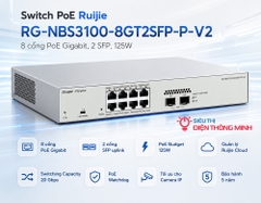 Switch PoE Ruijie RG-NBS3100-8GT2SFP-P-V2 (8 cổng PoE Gigabit, 2 SFP, 125W)