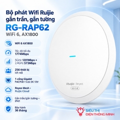 Bộ phát Wifi Ruijie gắn trần, gắn tường RG-RAP62 (Wifi 6, AX1800, Lan Gigabit)