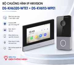 Bộ chuông hình IP Hikvision Màn DS-KH6320-WTE1 + Nút DS-KV6113-WPE1