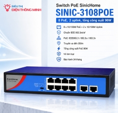 Switch PoE SinicHome SINIC-3108POE (8 PoE, 2 uplink, 96W)