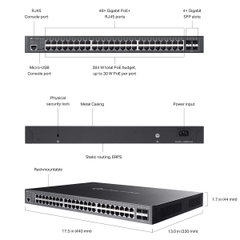 Switch PoE OMADA TP-LINK SG3452P (48 PoE Gigabit, 4 SFP, 384W)