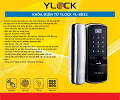 Khóa cửa điện tử YLOCK cửa kính YL-8832-RM (Vân tay, Thẻ từ, Mật mã, Remote)