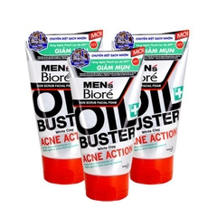 Sữa rửa mặt Bioré Men's Oil buster acne action 100g