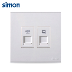 Bộ ổ cắm điện thoại và dữ liệu Cat6e chuẩn vuông màu trắng Simon E6 725229