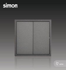 Module công tắc đôi trung gian (công tắc bật tắt nhiều vị trí) vuông màu Xám (Grey) Simon i7 701046-61