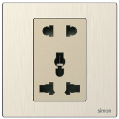 M7 Metal- Bộ ổ cắm 2 chấu + 3 chấu đa năng (10A 250V) (Satin Gold) Simon M7 661080M-2C
