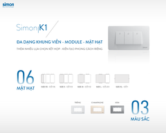 Mặt aptomat khối lắp dọc (Sâm panh) Simon K1 K1063D-46