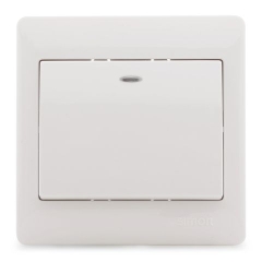 Bộ công tắc đơn 2 chiều có đèn LED mặt vuông màu trắng Simon 50 51012BD