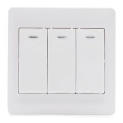 Bộ công tắc ba 2 chiều có đèn LED chuẩn vuông màu trắng Simon 50 51032BD