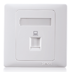  50Bộ Ổ cắm điện thoại đơn chuẩn RJ11 mặt vuông màu trắng Simon 50 55214