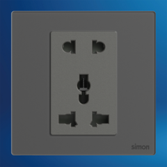 M7 Gem- Bộ ổ cắm 2 chấu + 3 chấu đa năng (10A 250V) (Diamond Grey) Simon M7 661080G-4D