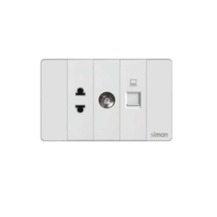 Simon K9 - Bộ ổ cắm đơn 2 chấu + ổ cắm hạt TV + hạt mạng CAT 6 595302