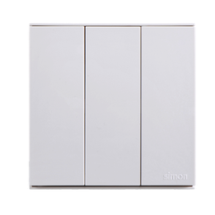 Bộ công tắc ba, hai chiều có đèn LED chuẩn vuông màu trắng Simon E6 721034
