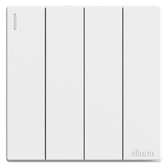 Bộ Công tắc bốn, 1 chiều mặt vuông màu trắng cao cấp Simon S6 581041