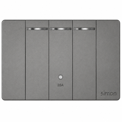Simon K9 - Bộ công tắc 20A có đèn + 2 công tắc 1 chiều S (grey) 592023-61
