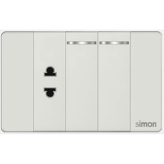 Simon K9 - Bộ ổ đơn 2 chấu + 2 công tắc đơn 2 chiều S 594100