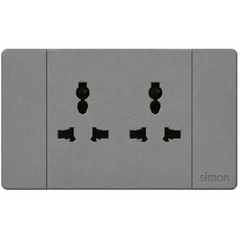 Simon K9 - Bộ ổ cắm đôi 3 chấu đa năng (grey) 594202-61