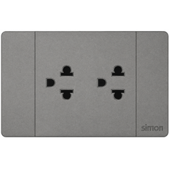Simon K9 - Bộ ổ cắm đôi 3 chấu thường (grey) 594201-61