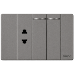 Simon K9 - Bộ ổ đơn 2 chấu + 2 công tắc đơn 2 chiều S (grey) 594100-61