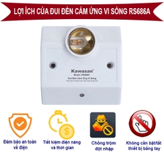 Đui Đèn Cảm Ứng Vi Sóng Kawasan RS686A
