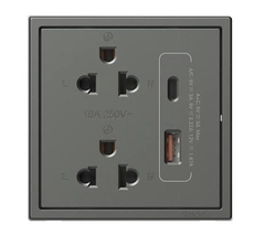 Simon i7 - Euro-US Socket with USB Type-A+C (20W), (Đen), 71E7251-26