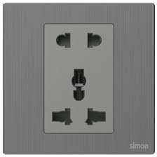 M7 Metal- Bộ ổ cắm 2 chấu + 3 chấu đa năng (10A 250V) (Brushed Grey) Simon M7 661080M-2B