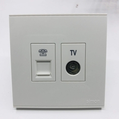 Bộ ổ cắm TV và điện thoại chuẩn vuông màu trắng Simon E6 725301