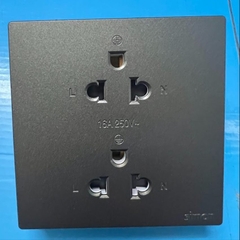 Bộ ổ cắm đôi 3 chấu màu Xám (Grey) chuẩn Âu Mỹ lắp đế âm vuông Simon S6 581287-61